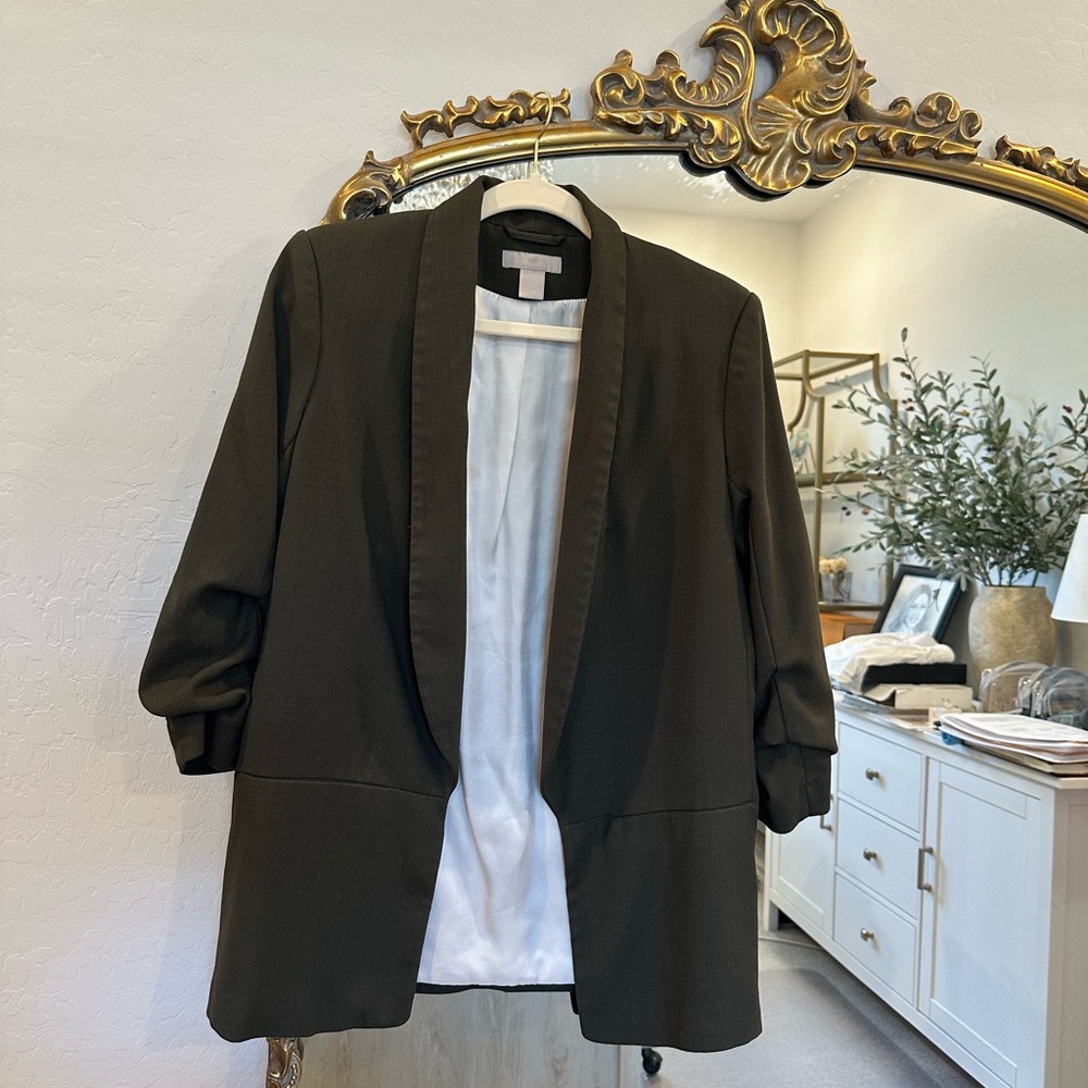 H&M Olive Green Blazer Oversized Suit Jacket